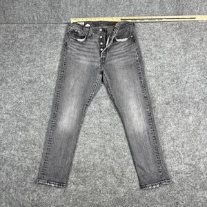 Levis 501 Jeans Womens 29x28 Gray Button Fly Slim Straight Faded Casual Denim